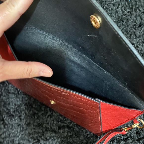 Red patent | red faux leather clutch with strap ~ - Picture 3 of 3